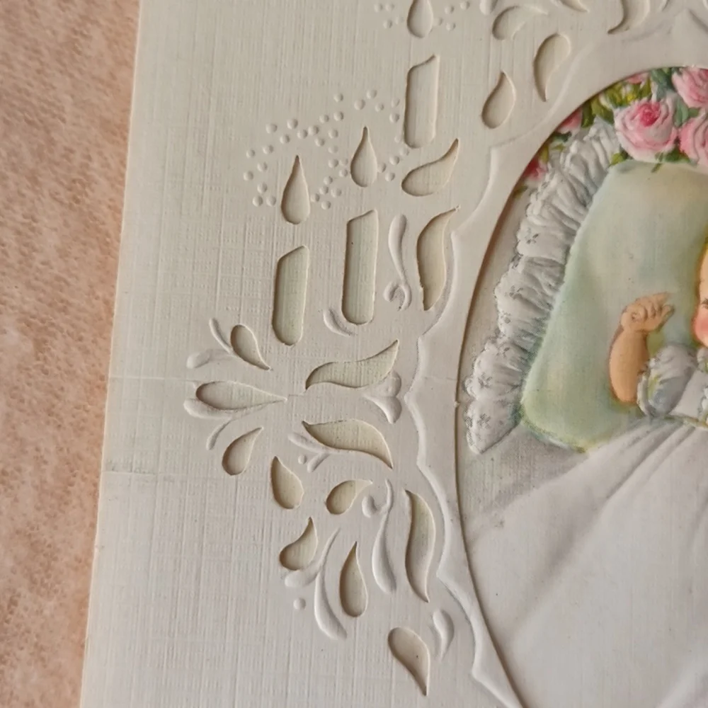3 Vintage Baby Christening Baptism Greeting Cards